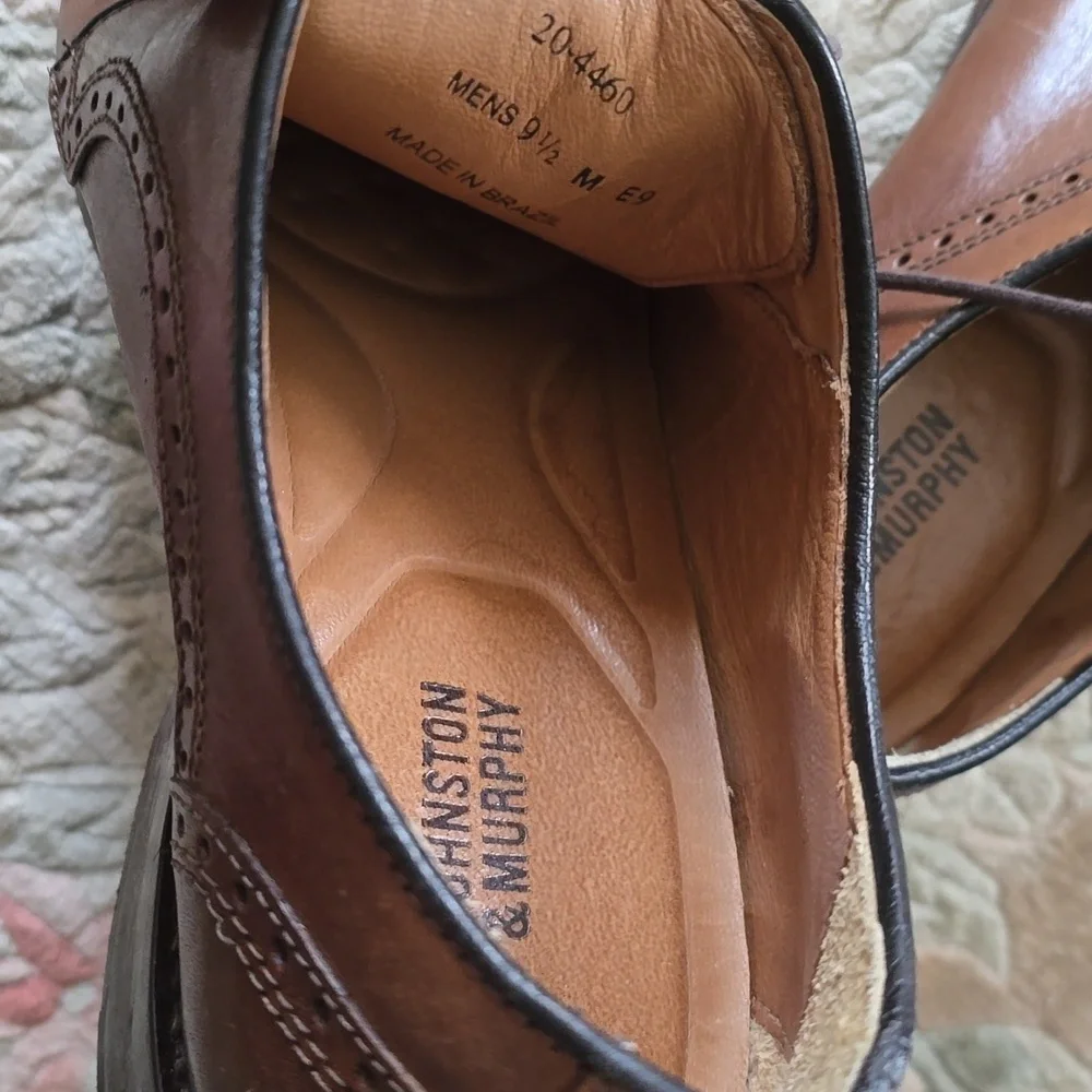 Johnston & Murphy shoes Men's Brown laced lace up Oxfords Size 9.5 9-1/2